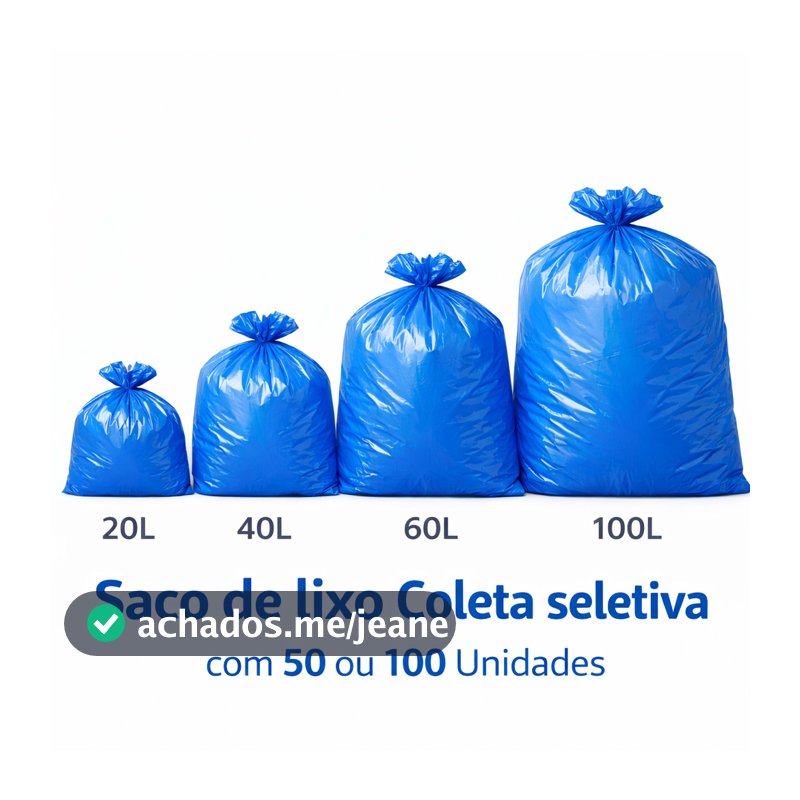 Saco de Lixo Azul Coleta Seletiva 20L 40L 60L 100L | 50 ou 100 Unidades