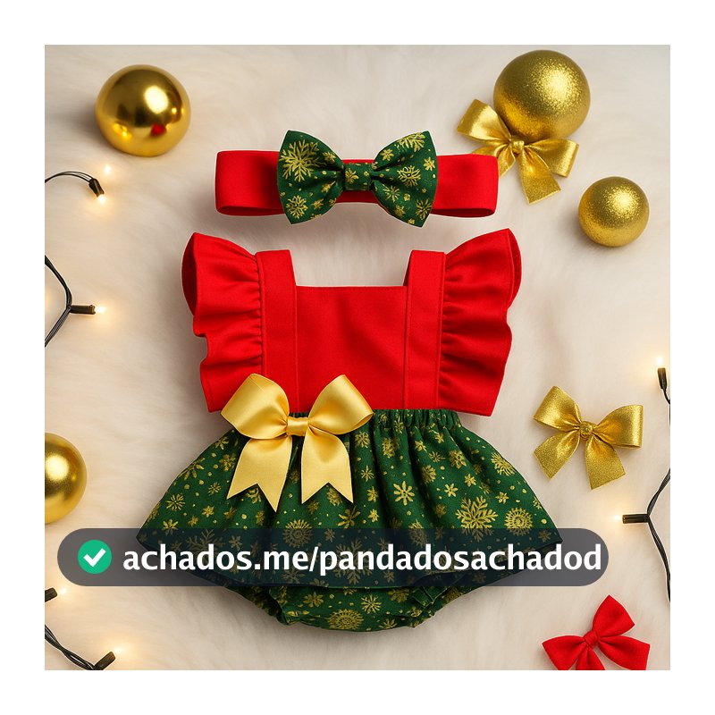 Roupa Blogueirinha Menina De Natal Com Laço Pra Cabelo Lindo