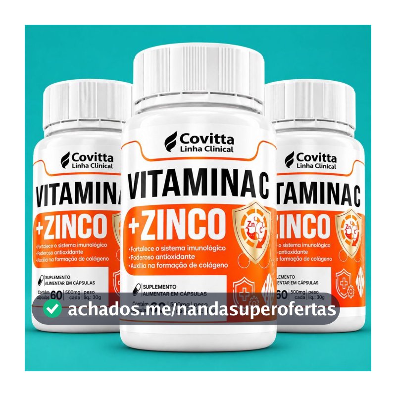 Vitamina C + Zinco 60 Cápsulas | Suplemento Imunidade, Proteção e Ação Antioxidante 60cáps - Covitta