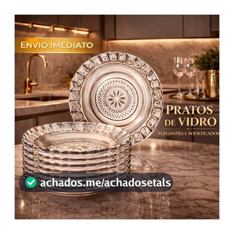 Pratos De Vidro Egípcio Fundo Transparente Estrela 22cm Moderno Resistente e Sofisticado