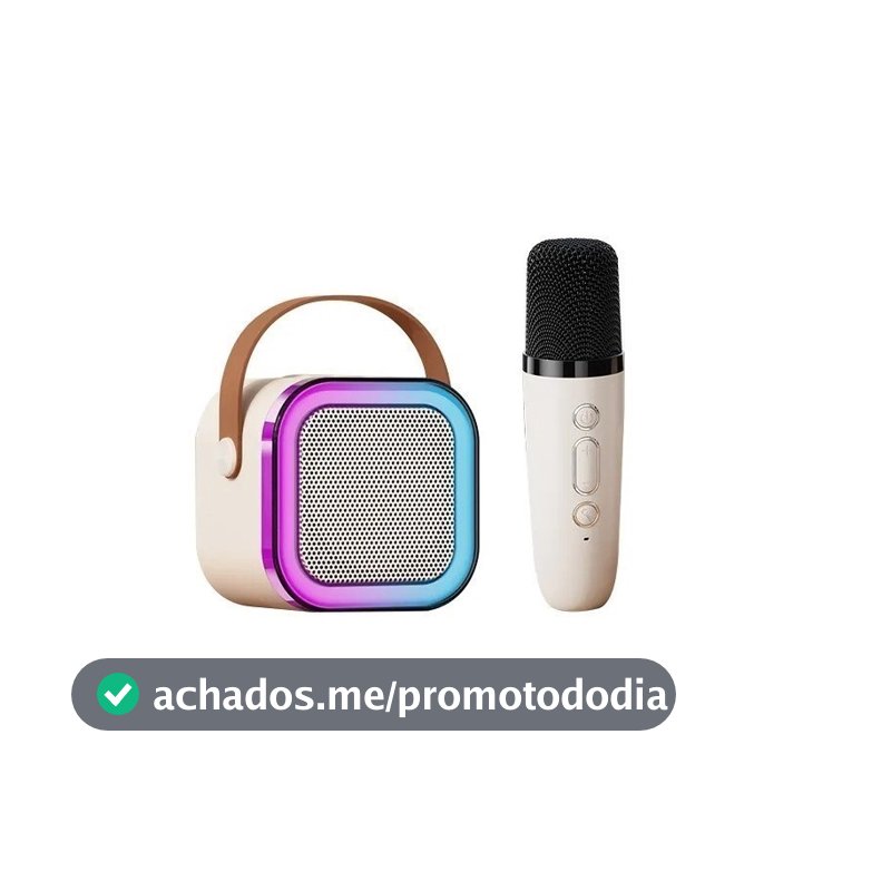 Alto-falante Bluetooth Karaoke com Microfone, Luzes LED e Diversão para Toda a Família Fang