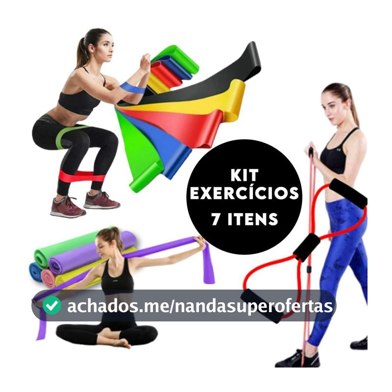 Kit 5 Elástico Treino Mini Band + Faixa Elástica Thera Band + Elástico Extensor Fisioterapia Funcional Academia em Casa
