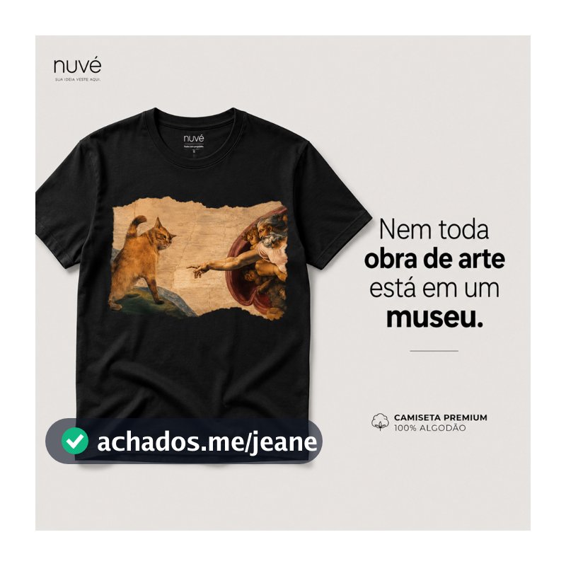 Camiseta Engraçada A Criação Gato 100% Algodão Premium