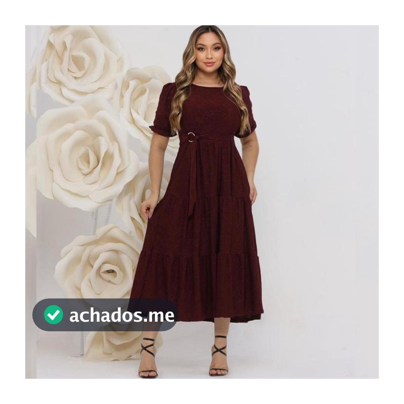 Vestido Midi Godê Três Marias Feminino Com faixa Na Cintura