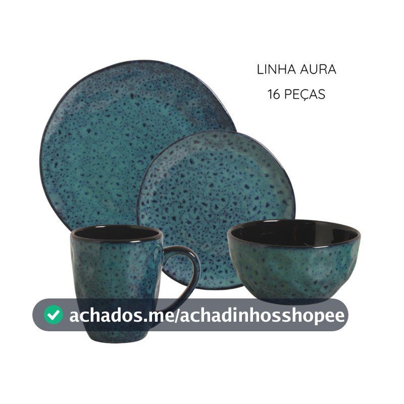 Aparelho de Jantar Linha Aura Orgânica 8 a 28 peças Mesa posta Prato Tigela Caneca Cerâmica Premium