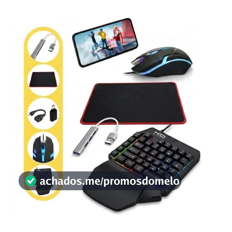 Kit Gamer Mobilador Celular Teclado Mouse Usb Rgb Otg