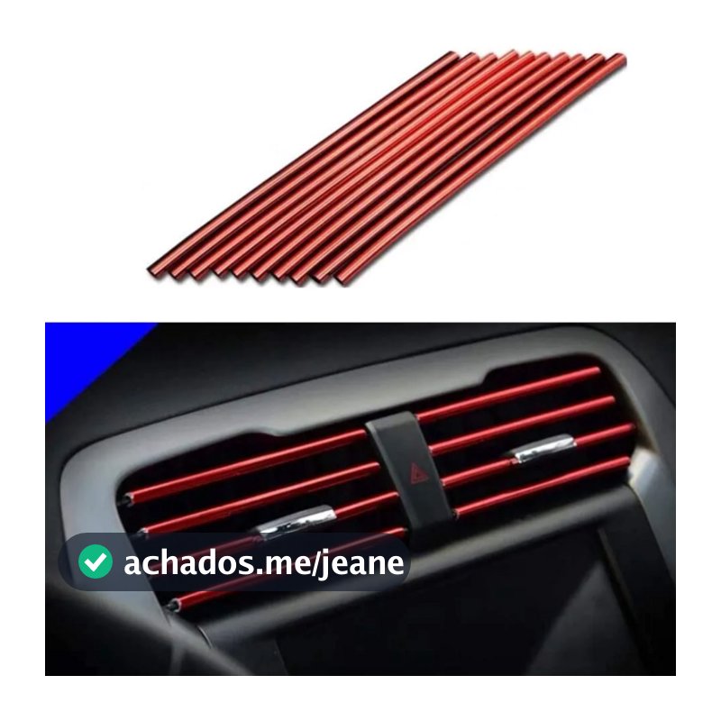 Tiras decorativas Cromado PVC para  carro, ventilação do ar condicionado, 10 PCs de 20cm.
