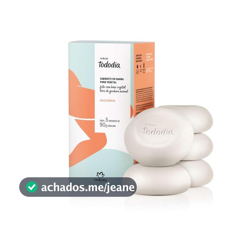 Sabonete Barra Vegetal Tododia Macadâmia 5 un de 90 g cada