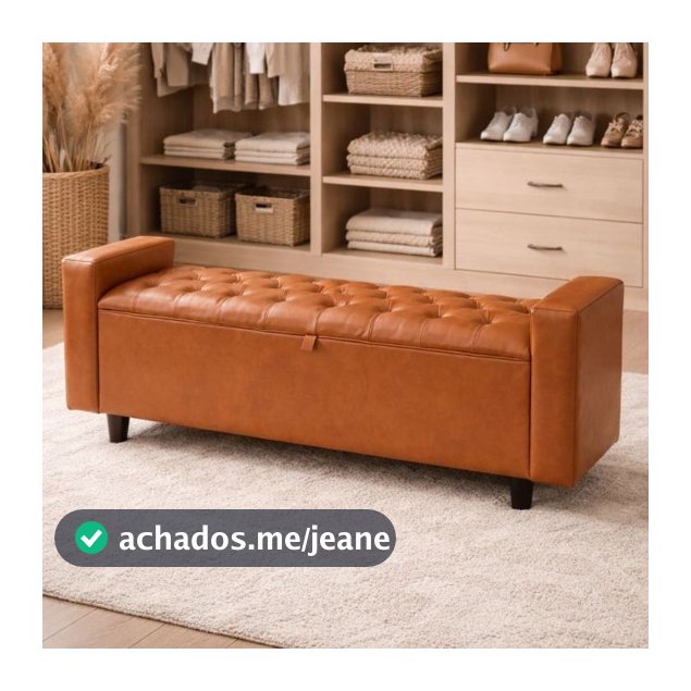 Recamier com Braço – Corino Durável e Sofisticado Recamier de Casal Báu e Sapateira