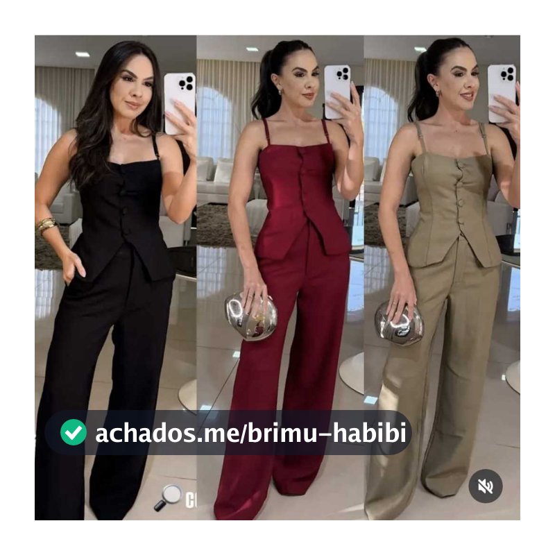 Conjunto Serenity Sensorial Alças Reguláveis e Calça Pantalona com Bolsos