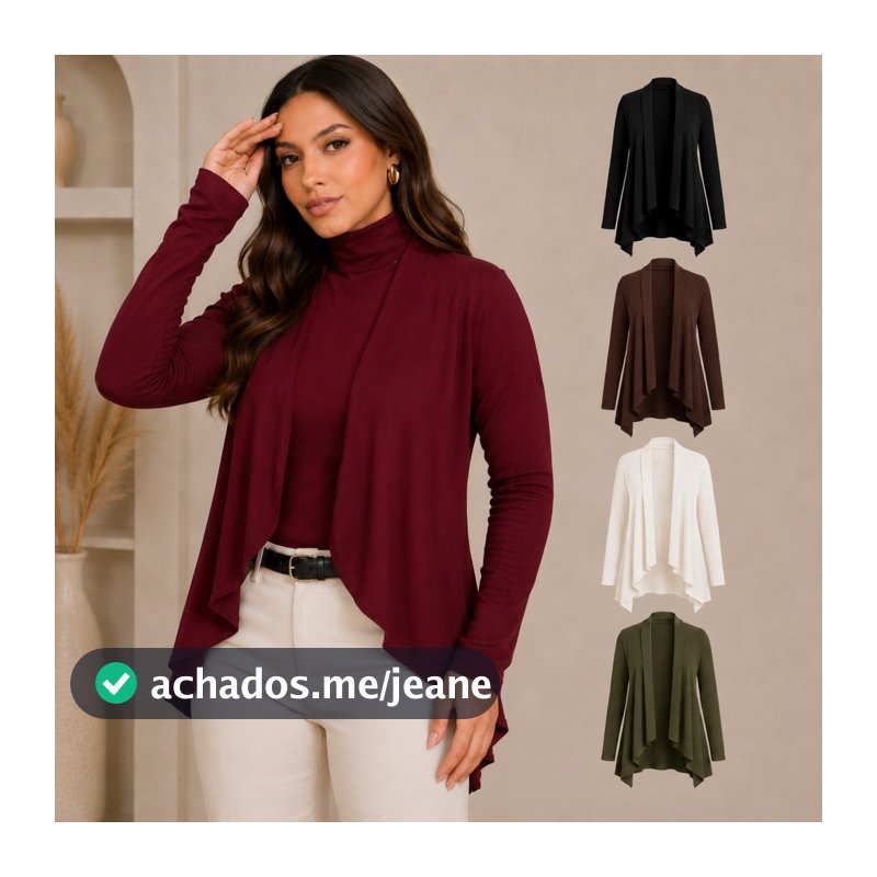 Blusa Casaquinho Feminino  Algodão Inverno e Manga Longa cardigã cores lisa