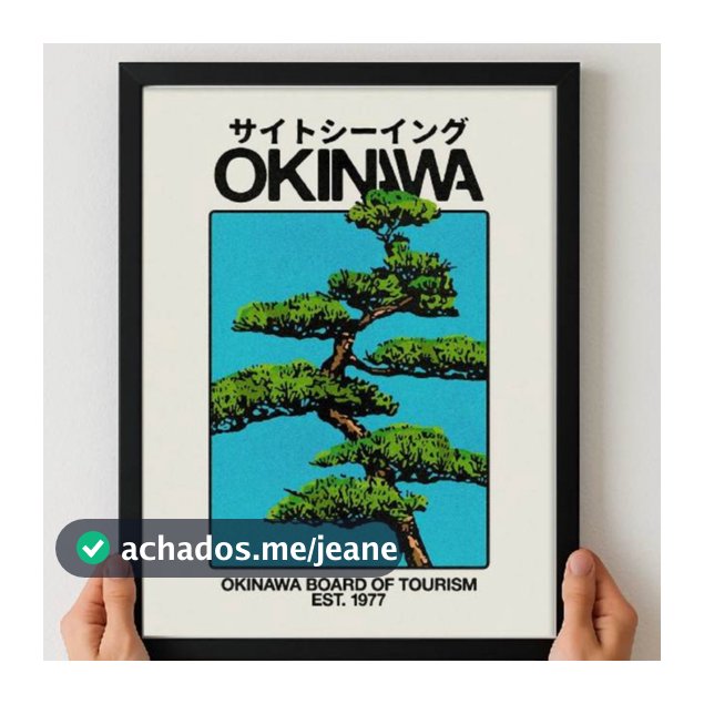 Quadro Japão Retrô Okinawa | Arte Vintage Japonesa | Poster Premium A3/A4 Moldura Preta