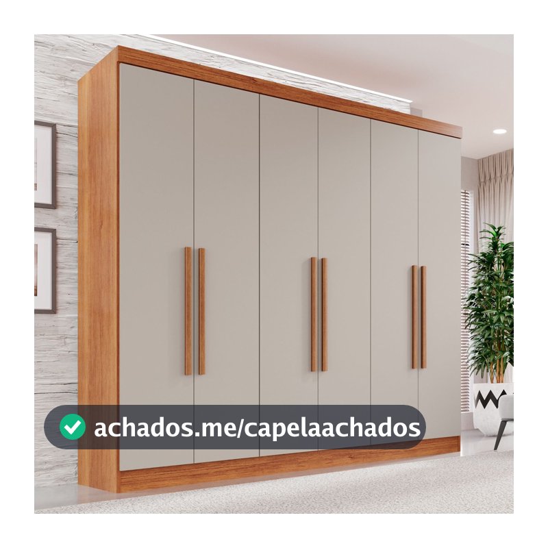 Guarda-roupa Casal 6 Portas 2 Gavetas França Cinamomo/Off White