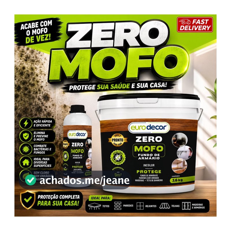 Verniz Zero Mofo 900ml ou 3.6KG Contra Fungo E Bolor Protetor Armário Móveis Forros e Decks