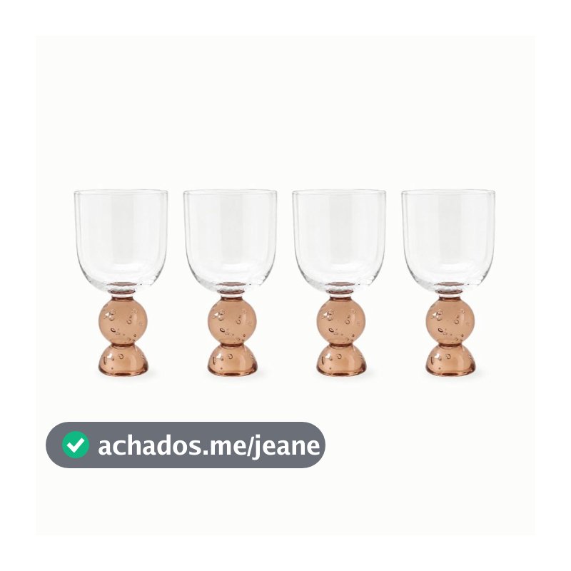 Kit com 4 taças bubble glass  âmbar esfera 380 ml