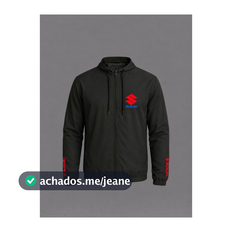 Jaqueta Corta Vento Masculina Moto Susuki Com Capuz Bolso Zíper Aspen Semi Impermeável Viagem