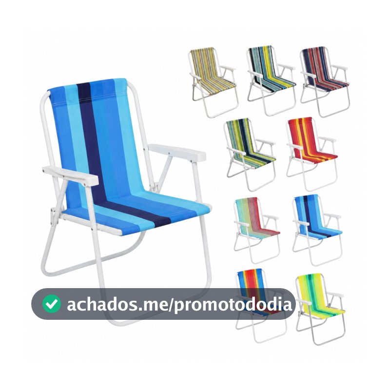 Cadeira De Praia Dobrável Aço Cores Sortidas Resistente Estrutura Reforçada Leve Praia Piscina Camping Lazer Luvinco