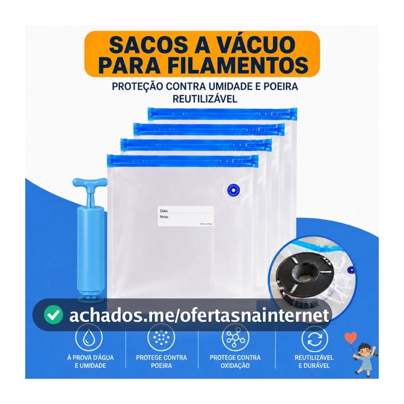Saco a Vácuo para Filamento 3D PLA PETG Reutilizável com Válvula 3 Tamanhos