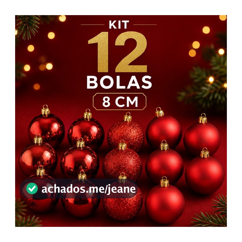Bolinhas Para Árvore de Natal 8cm Enfeites 6/12 Unidades Pendentes Decoração Natalina Fosca Brilhante Glitter Item Luxo