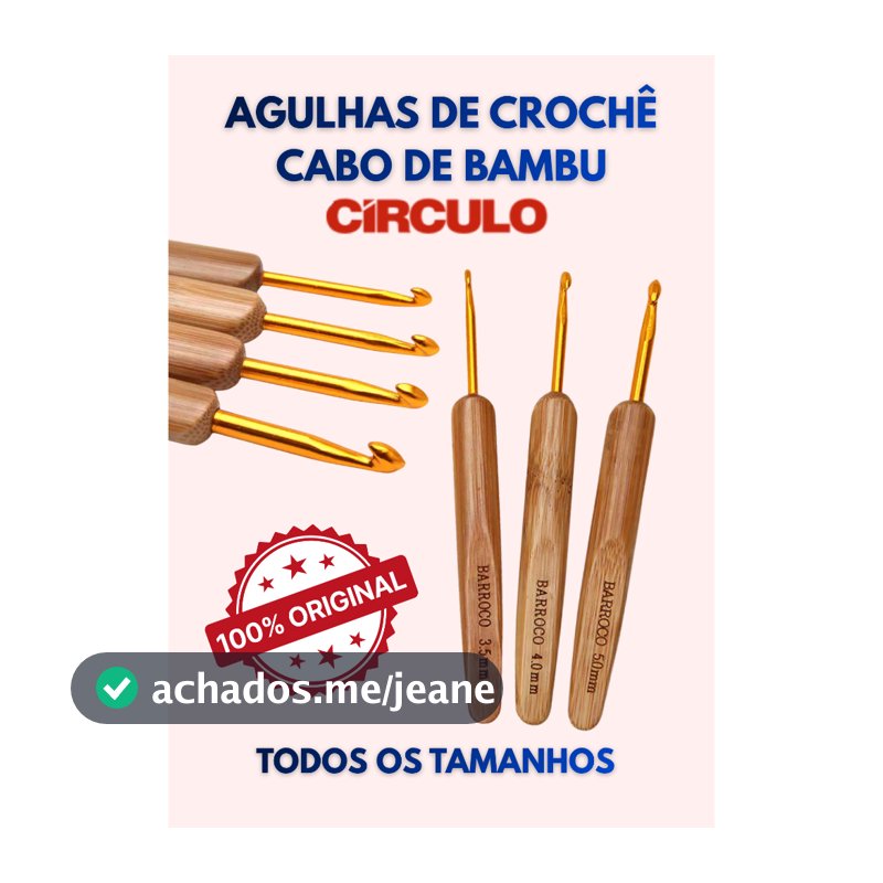 AGULHA DE CROCHÊ CABO DE BAMBU CÍRCULO - TODOS OS TAMNHOS