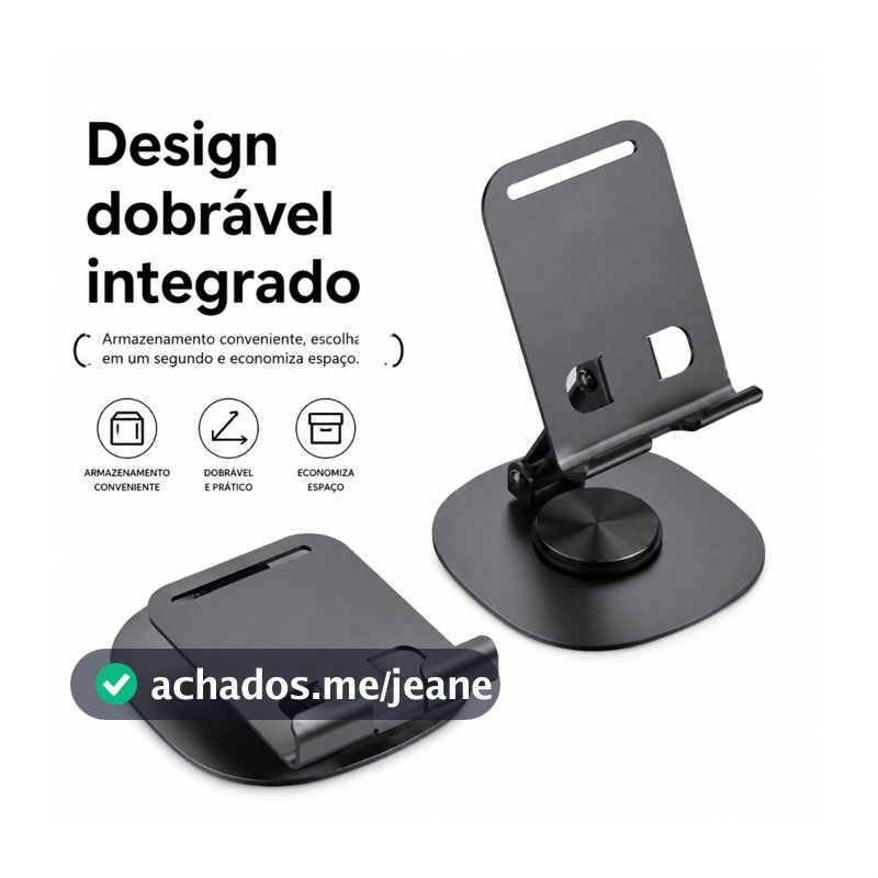 DAGUAN Suporte Celular Metálico Rotativo 360° Ajustável Altura Dobrável Antiderrapante Universal Tablet
