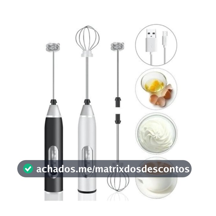 Batedor Misturador Mixer Elétrico para Bebidas Leite Café Clara de Ovo 2 em 1 taobiju