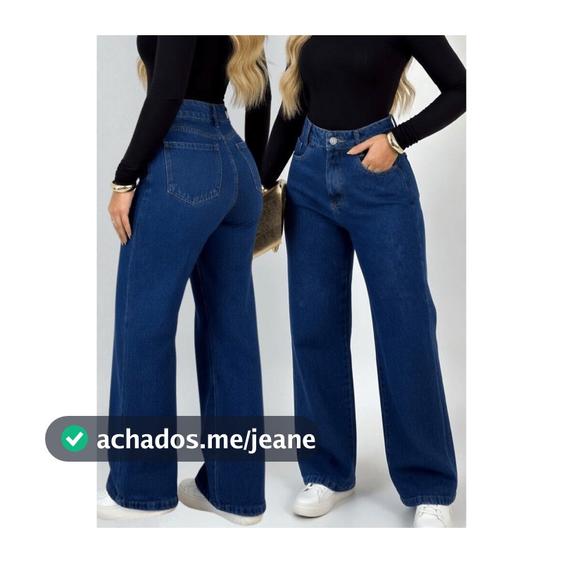 Calça Wid Leg ESCURA STONE Jeans Feminino Sem lycra