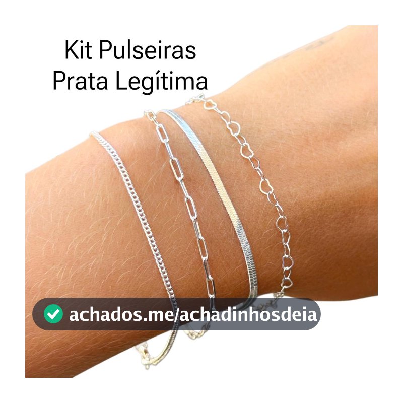 Kit de Pulseira Prata 925 Feminina Fio Liso Metalizado Bolinhas