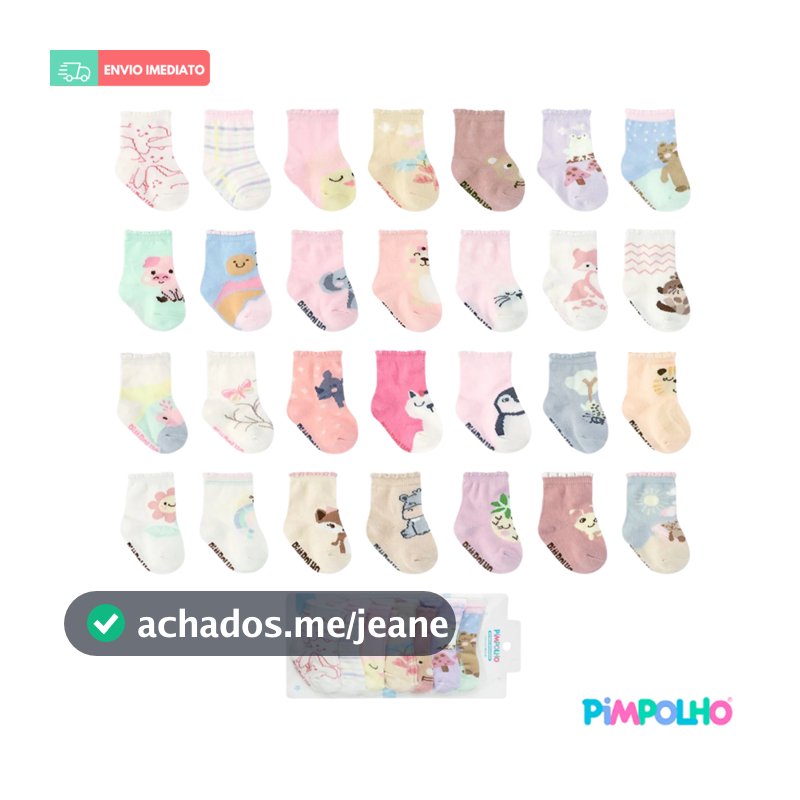 Kit 7 Pares de Meia Bebê 0 a 15 Pimpolho Meias Semaninha