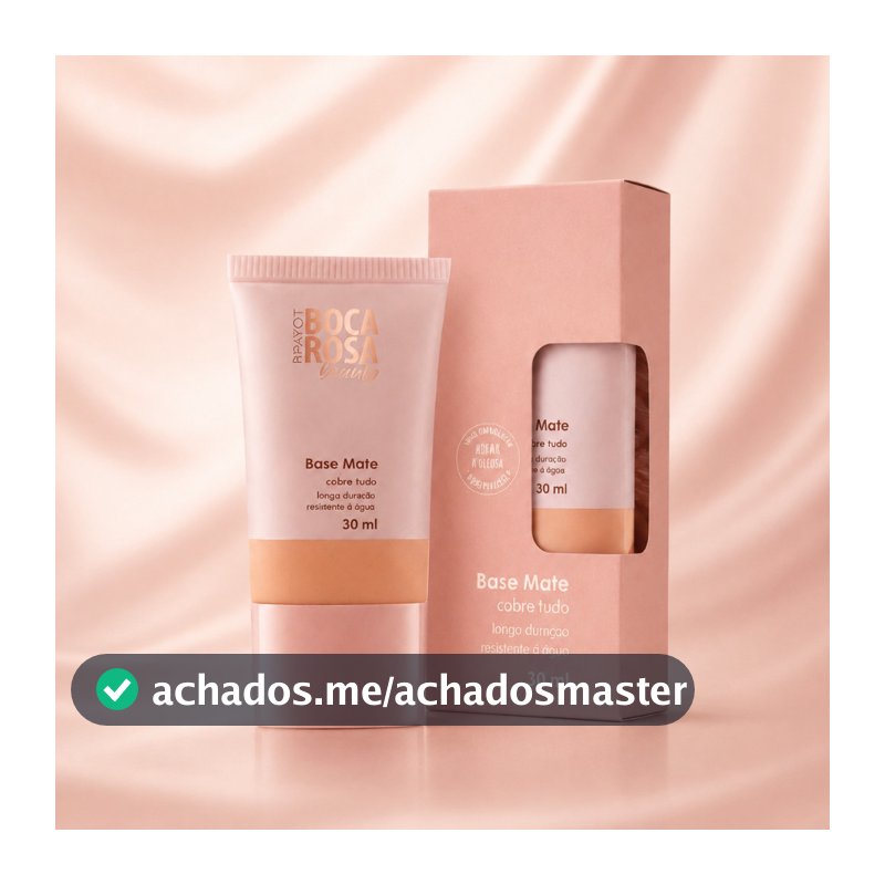 Base Mate Boca Rosa Beauty by Payot 30ml – Alta Cobertura, Longa Duração e Resistente à Água