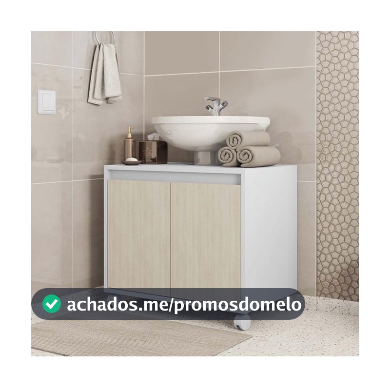 Gabinete Armário Para Banheiro Rodízios Clean Branco Caemmun