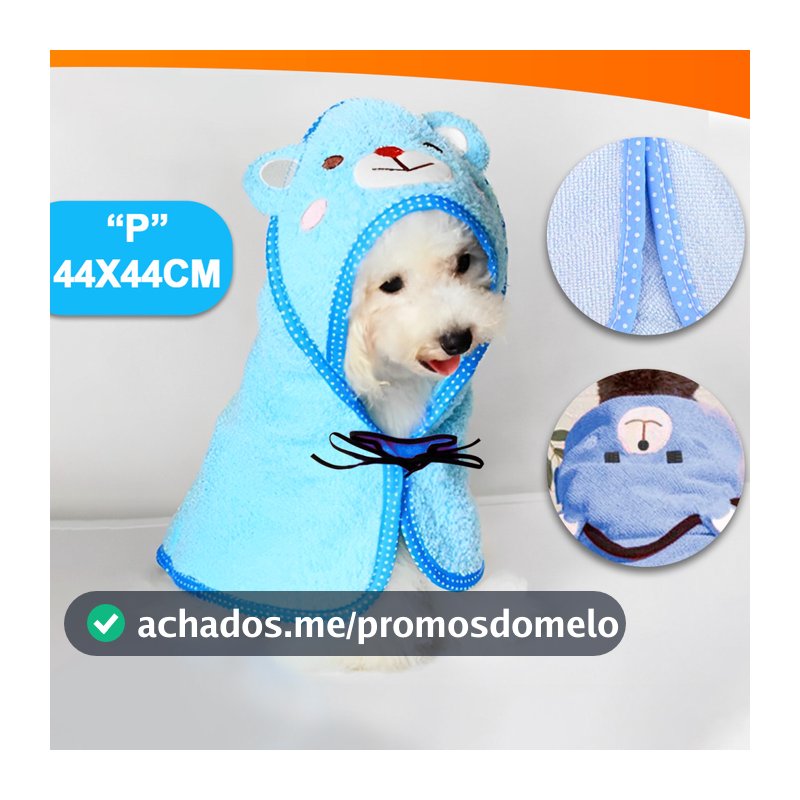 Toalha Para Banho Pet Cães Gatos Em Poliéster Tamanho P 46x44CM