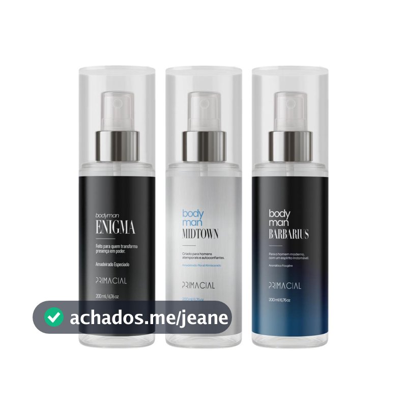KIT COM 3 BODY SPLASH MASCULINO BARBARIUS + MIDTOWN + ENIGMA 200ML - PRIMACIAL