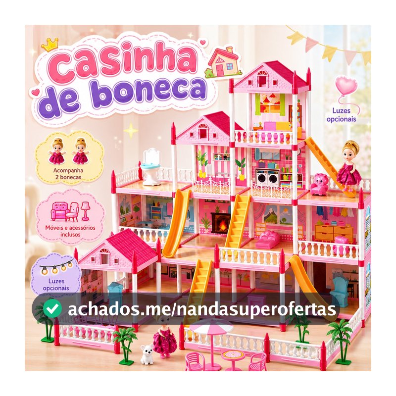 Casas De Boneca DIY 14 Quartos 2 Bonecas Villa Princesa Castelo Presente De Aniversário Casa，brinquedos pedagogicos