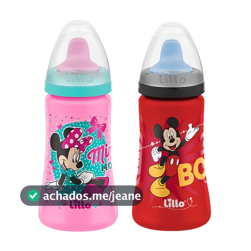Copo de Treinamento Colors Disney Lillo 300mL com Bebedor Macio Antivazamento Minnie Mickey +6m