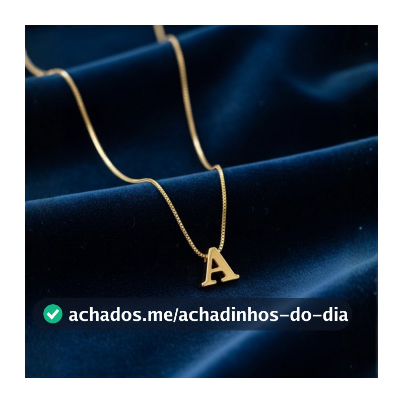 Colar Letra Delicada Inicial Passador Feminino (45cm) Banhado a Ouro 18k Anti Alérgico Cordão Acessórios Femininos