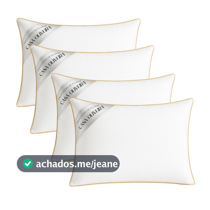 Travesseiros Pluma de Ganso 100% Algodão Antialérgico Hotel 5 Estrelas Macio 70x50cm Lavável