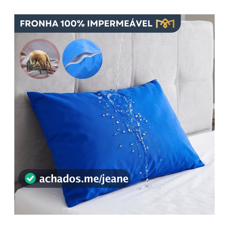 Capa Travesseiro Impermeável Azul 70x50cm Zíper Prática Antimofo Antialergico Fronha Silencioso Cama Seguro