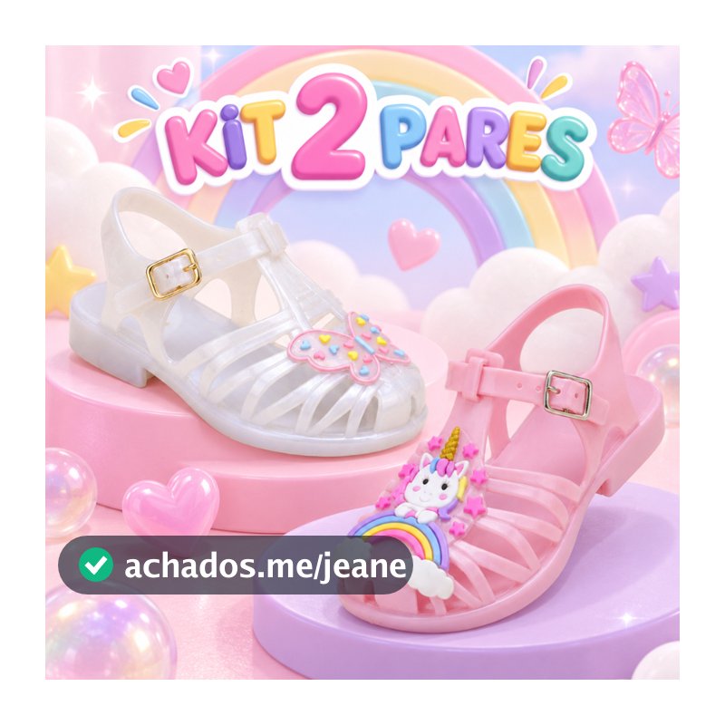 Kit 2 Sandália Infantil Feminina Fecho Fivela Confortável e Macia Verão