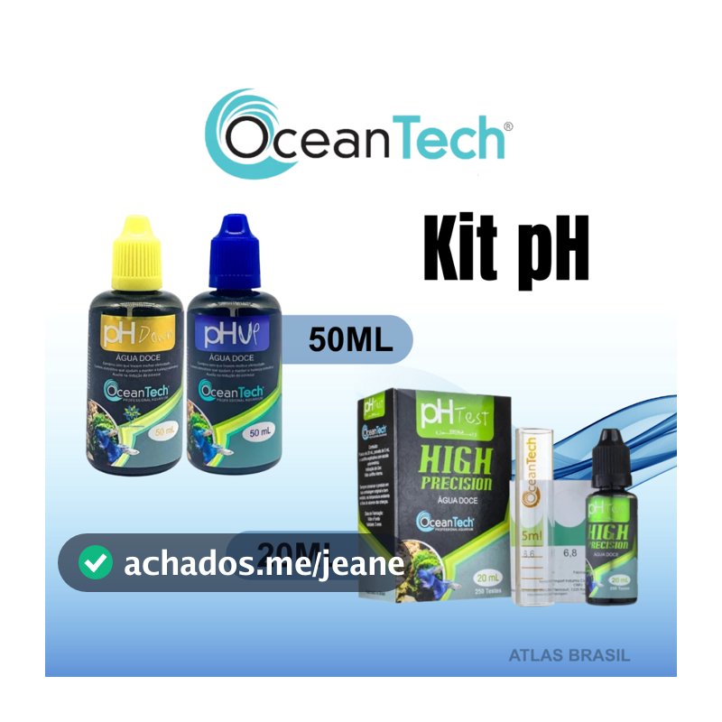 Kit regulador pH Test + pH Up + pH Down Ocean Tech 20ml/50ml