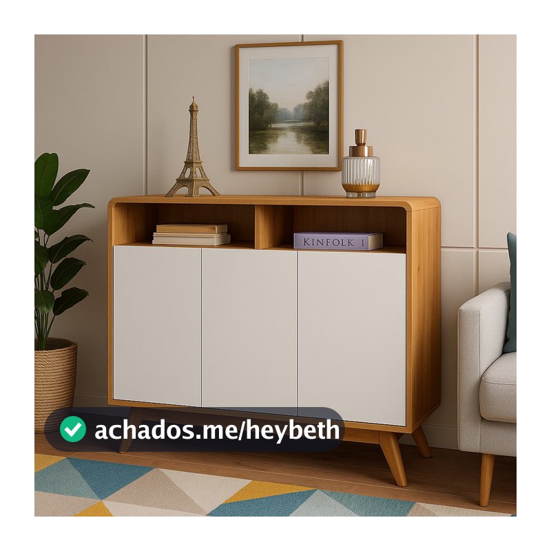 Aparador Buffet Eccos Homme 2 ou 3 Portas Retrô Classico - Cor Nature - Nature/Off White