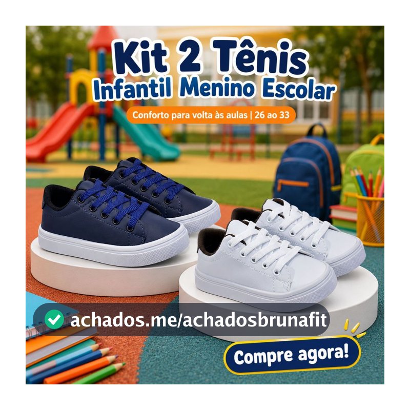 KIT 2 Tenis Infantil Escolar De Menino | Conforto Para o Dia Todo Com Estilo | COMPRE AGORA!