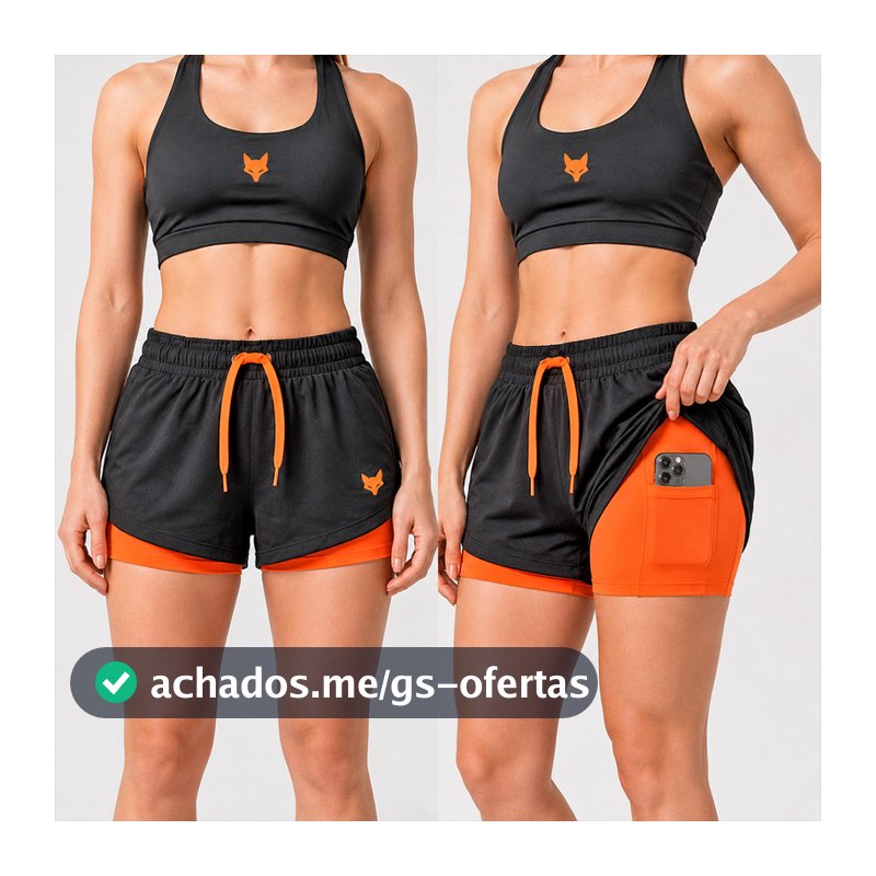 Kit Top Nadador E Bermuda Fit 2 Em 1 Feminina Beach Tennis Tênis Academia