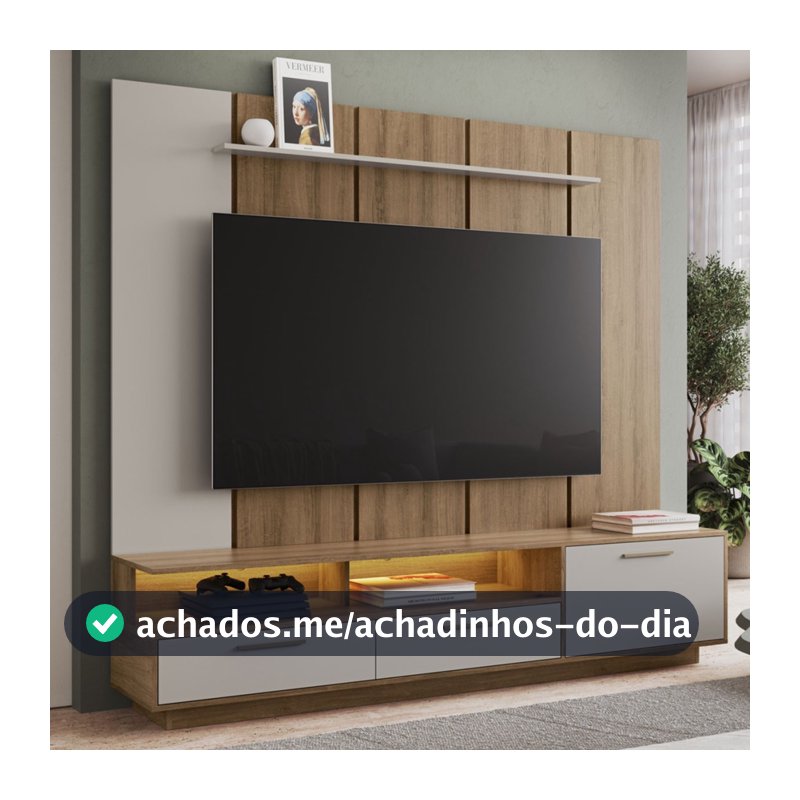 Estante para TV para TV Até 75 Polegadas Ravenna 1 Porta 2 Gavetas com Led - Art In Móveis