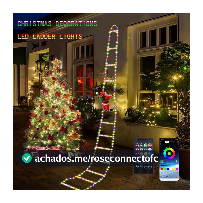 Decorações De Natal Luzes De Escada LED Com Papai Noel Trepador-Decorativas Ao Ar Livre-3M ,