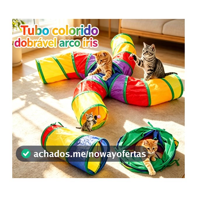 Brinquedo Para Pets Túnel Labirinto Para Gatos Colorido Longo/Curto