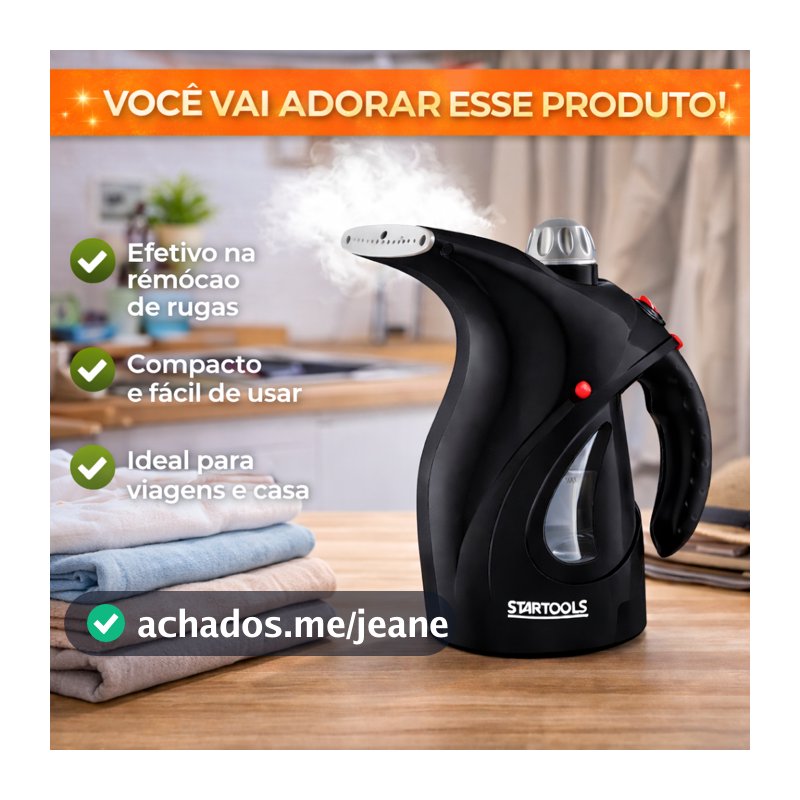 Passadeira a Vapor Portátil 127V Preta Desamassador de Roupas, Secagem Rápida, Compacta e Prática