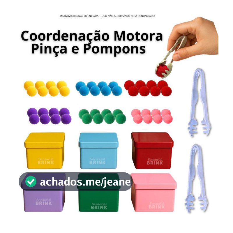 Coordenação Motora Montessori- KIT - Caixinhas das cores - Pinça e Pompons - Brinquedo Educativo Infantil - Montessori