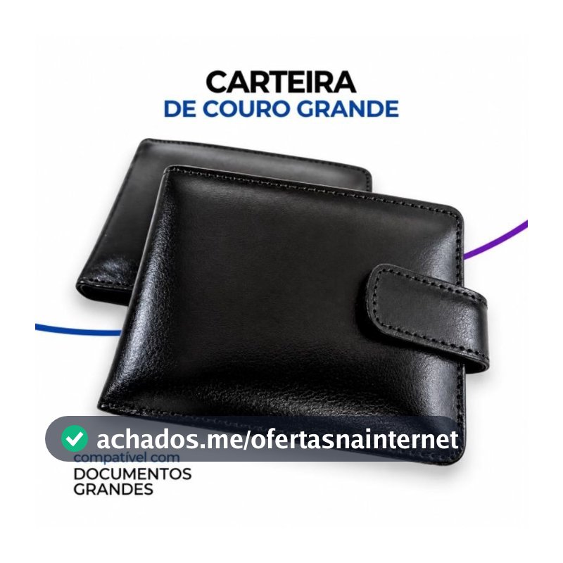Carteira Couro Legítimo Multiuso Grande CNH RG Com Porta Moedas Compatível Com Documentos Grandes Preto Marrom