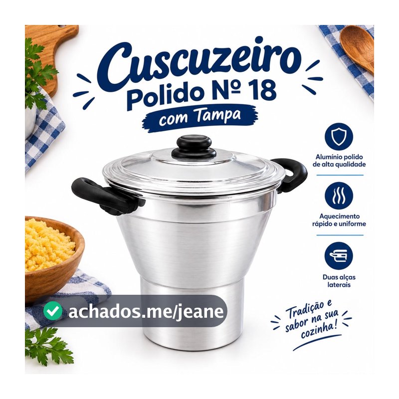 🍲 Cuscuzeiro Polido Nº 18 com Tampa | 2,3 Litros | Indústrias Fênix